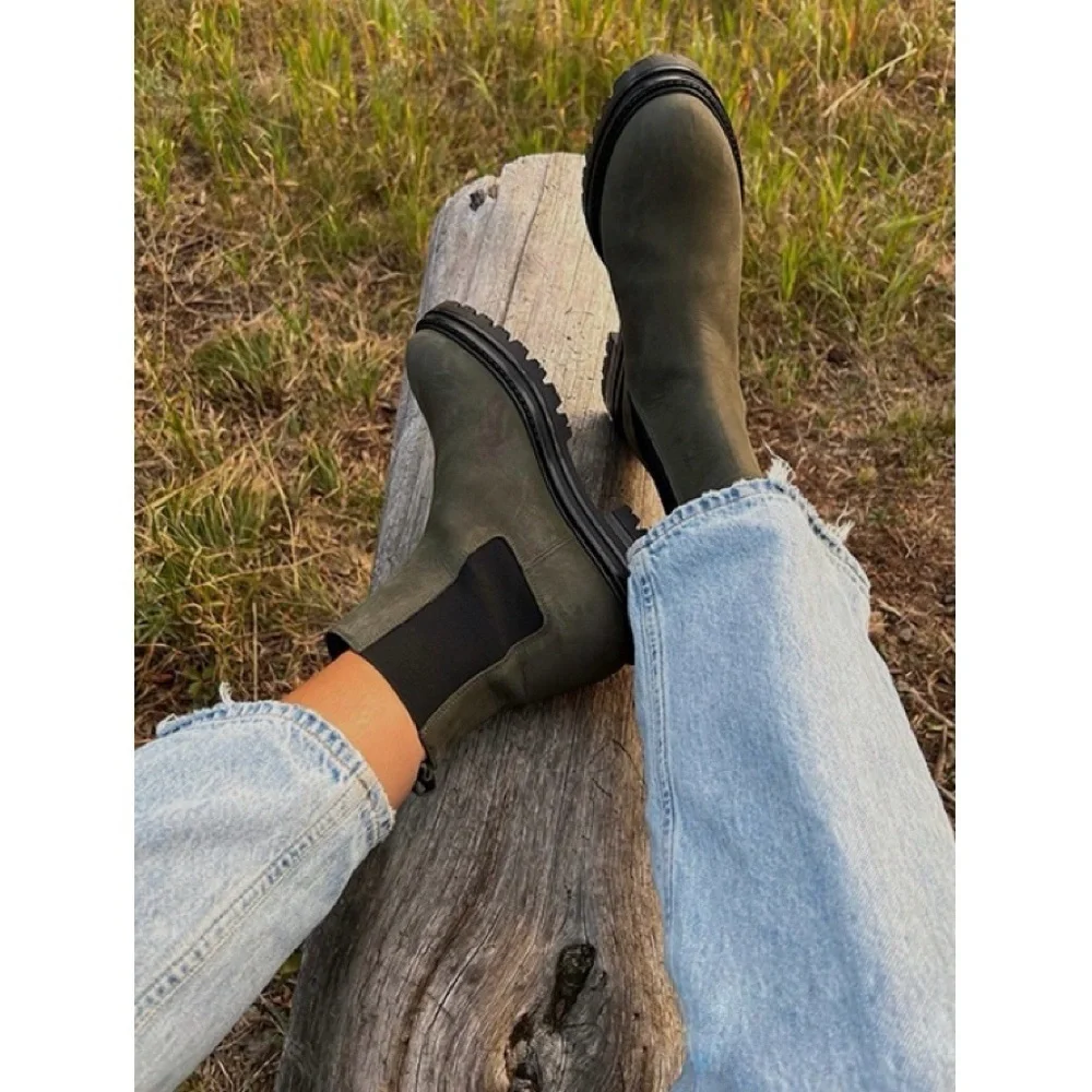 Jenni Kayne • Brooklyn Lug Boot chelsea ankle chunky Forest green